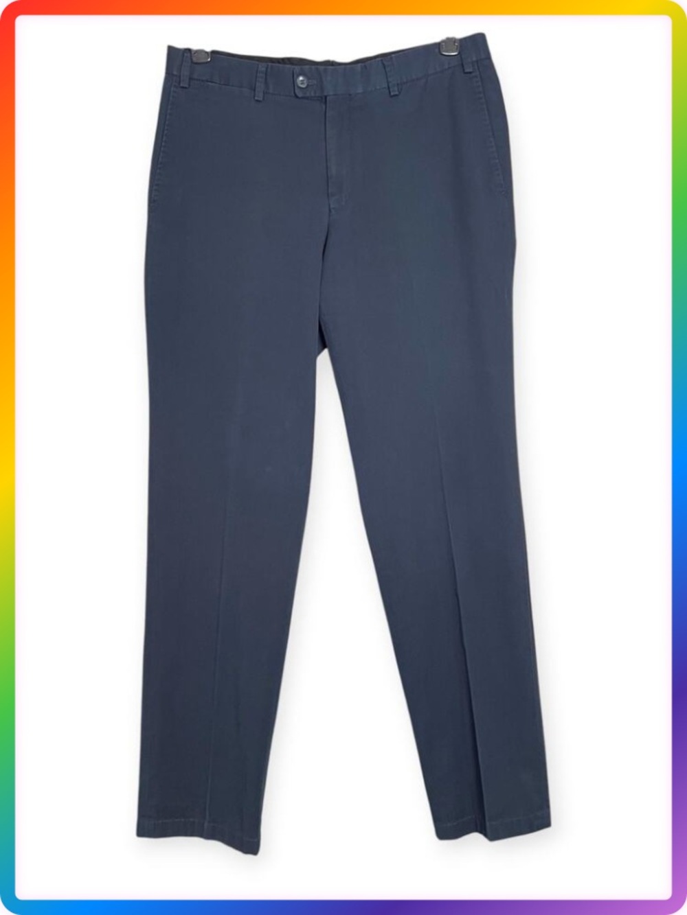 Hiltl Chino Trousers MENS 33x32 EU 50 Navy Cotton Blend Straight Leg Tailored